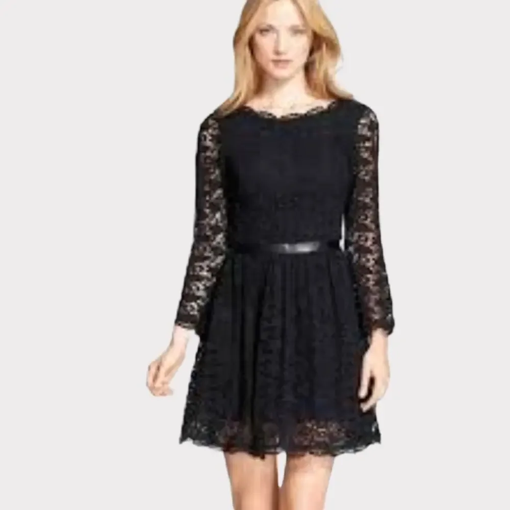 Joie Black Cotton Lace Fit & Flare Dress S - Picture 1 of 10